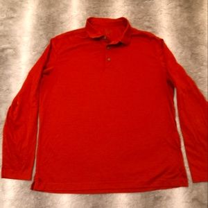 Untuckit patterned long sleeve polo shirt